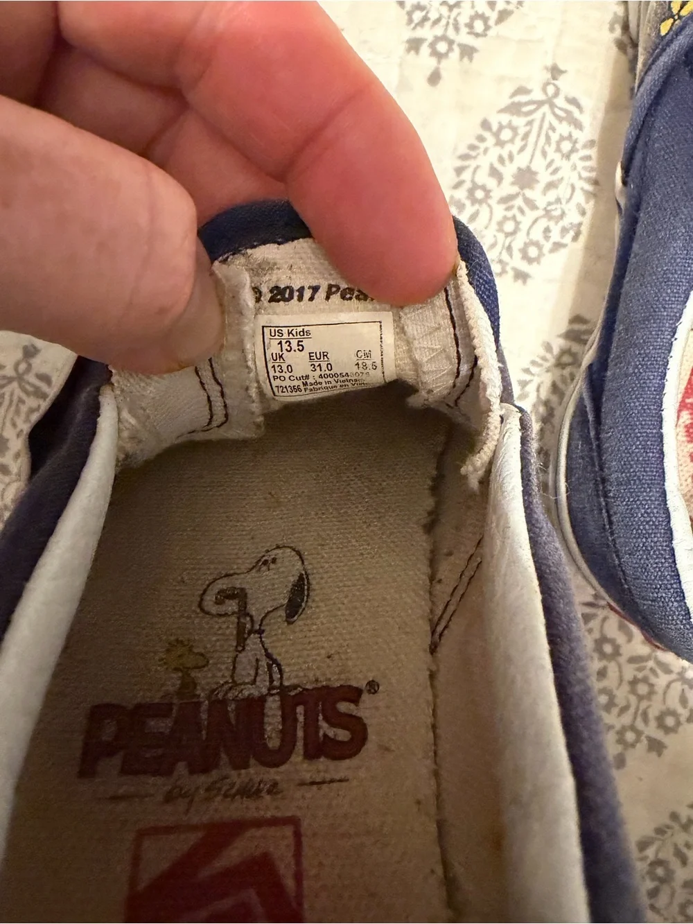 Vans Navy Peanuts Slip-On Sneakers with Multicolor Cartoon Graphics Christmas